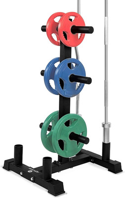6-Pegs Olympic Weight Plate Rack & 4 Barbells - 800 Pounds Capacity, Heavy Duty 