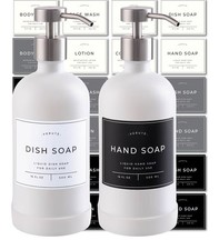 16 Oz Glass Soap Dispenser Set 2 Pack for Kitchen Sink,Contains Hand and Dish...