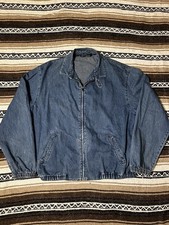 Polo Ralph Lauren Denim Harrington Jacket Made in USA Large Vintage Zip Bomber