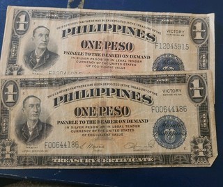 Lot Of 2 Phillipines 1944 One Peso Victory Series