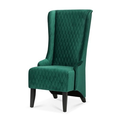 Mid-Century Modern High Back Faux Leather Accent Chair Diamond-Tufted Wingback