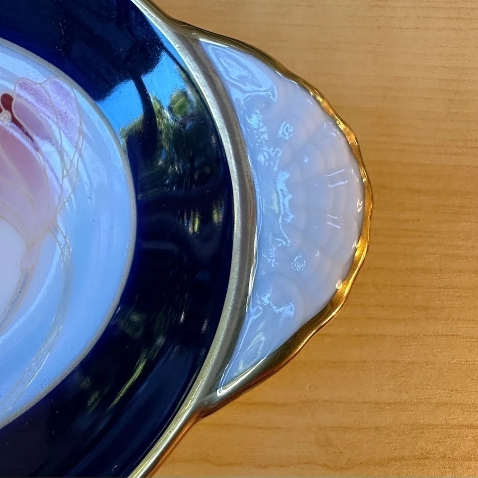 Plato de mantequilla formal vintage Legacy by Noritaki plato para servir azul, blanco y dorado Foto 4 de 4