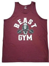 Men's Beast Wolf Gym | Bodybuilding Tank Top T-Shirt Stringer -Maroon world gym