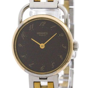 Authentic HERMES Arceau Quartz Gold Plated Quartz Ladies Watch Polished BF585517