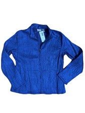 NEW CHICO S Woman s Gemala Zip Shine Jacket Blue sz 1
