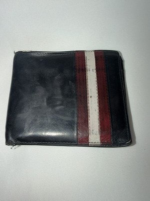 Bally Men's Classic Bifold Wallet Black Ribbon Grain Leather