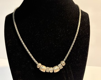Brighton Calypso Sliding Bead Snake Chain Charm Necklace Silver Tone 18''