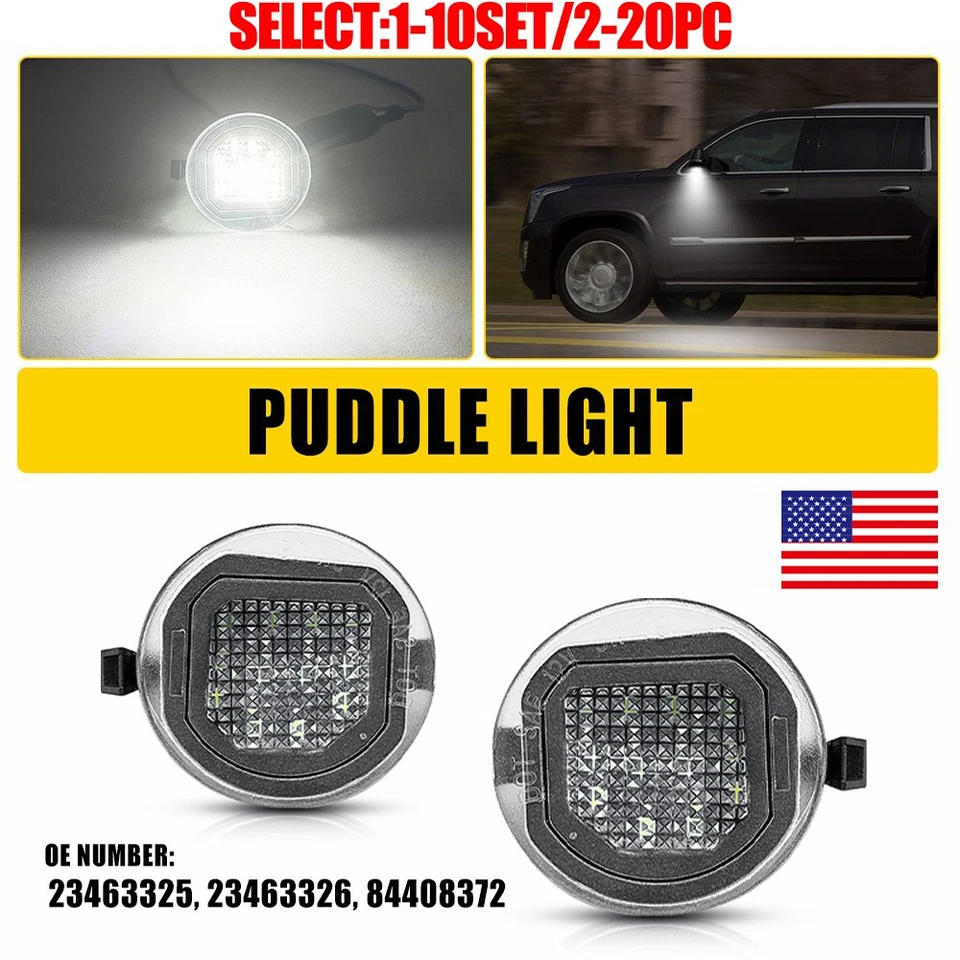 2-20X RH LH LED Under Mirror Puddle Lights Fit Chevrolet Silverado 1500 2500HD - Image 1 of 4