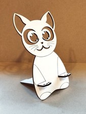 Handy Smartphone Ständer in Form einer Katze aus Holz