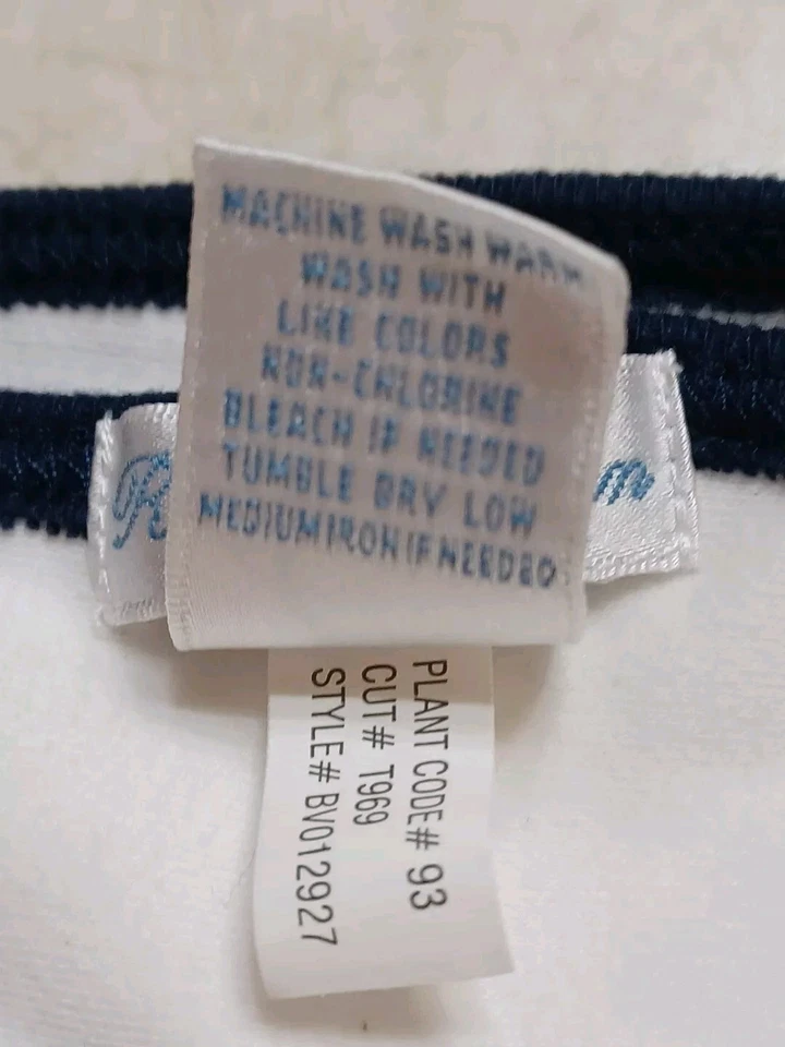 Manta de bebé Ralph Lauren de algodón blanca con ribete azul marino Foto 4 de 4