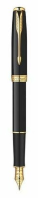 Parker Sonnet Fountain Pen Black Lacquer & Gold Fountain Pen Broad Pt New In Box