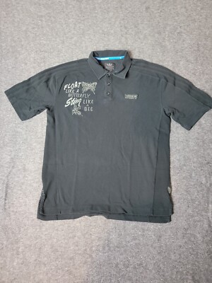 Vintage 2006 Adidas Muhammad Ali Float Like A Butterfly Polo Size M Black Rare 