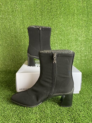 Aerosoles Women's Heeled Ankle Boot in Black Stretch Gabardine