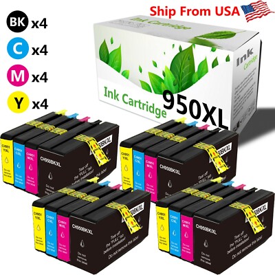 (16PK,4B4C4M4Y) Ink Cartridge 950 XL 951 XL for OfficeJet Pro 8625 Printer