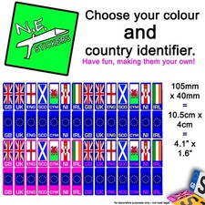 Car Number Plate Vinyl Sticker (s) Choose country flag GB UK EU IRL SCO NI CYM