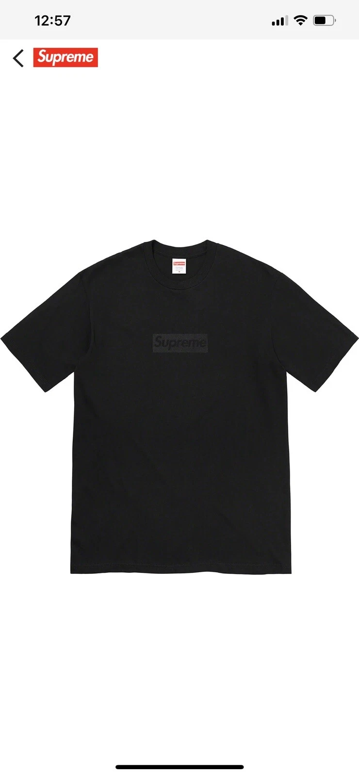 T shirt logo Supreme Tonal Box noir taille S SS23 CONFIRMÉ