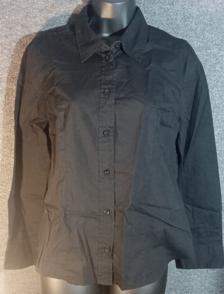 T119 BASIC EDITIONS SMALL BLACK L/S BUTTON UP FRO… - image 2