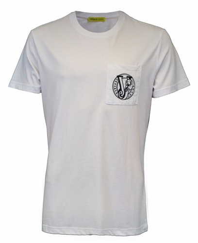 BNWT VERSACE JEANS WHITE TIGER VJ EMBROIDERED POCKET LOGO T-SHIRT MAGLIETTA  RARE | eBay