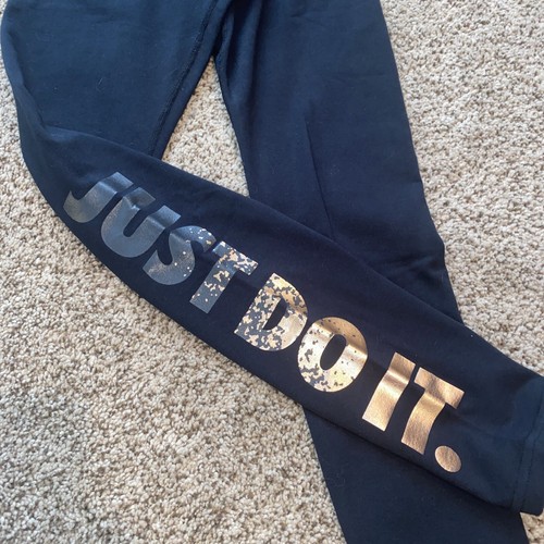 Nike Just Do It Black and Gold Leggings 