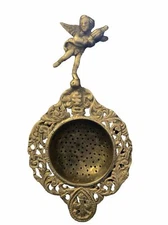 Tea Strainer Brass Cherubs Old Art Nouveau Party 