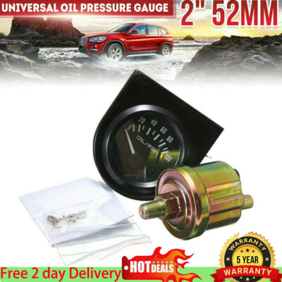 2” 52mm Digital Oil Pressure Gauge – Chrome LED Display 0-140 PSI With Sensor – Universal Front Mount By Aautopartsstore5