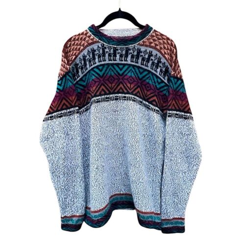 Men's Alpaca Chasqui Manos Andinas Multicolor Patterned Sweater Sweater Size M/L - Picture 1 of 10