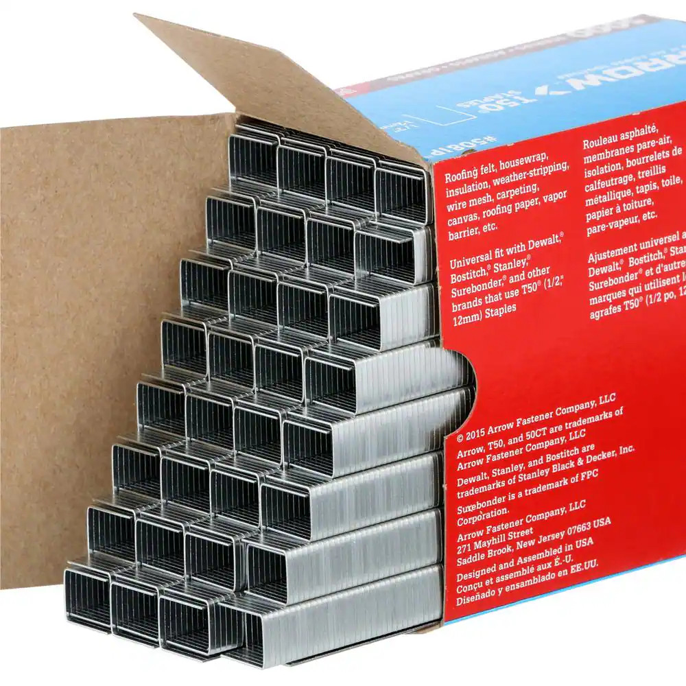 Staple Gun Staples Heavy Duty 1/2 Inch 20 Gauge Galvanized Steel 5000 Pack