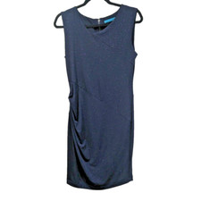 alice + olivia Womens Sleeveless Ruched Sparkle Cocktail Dress Size 12 Navy Mesh