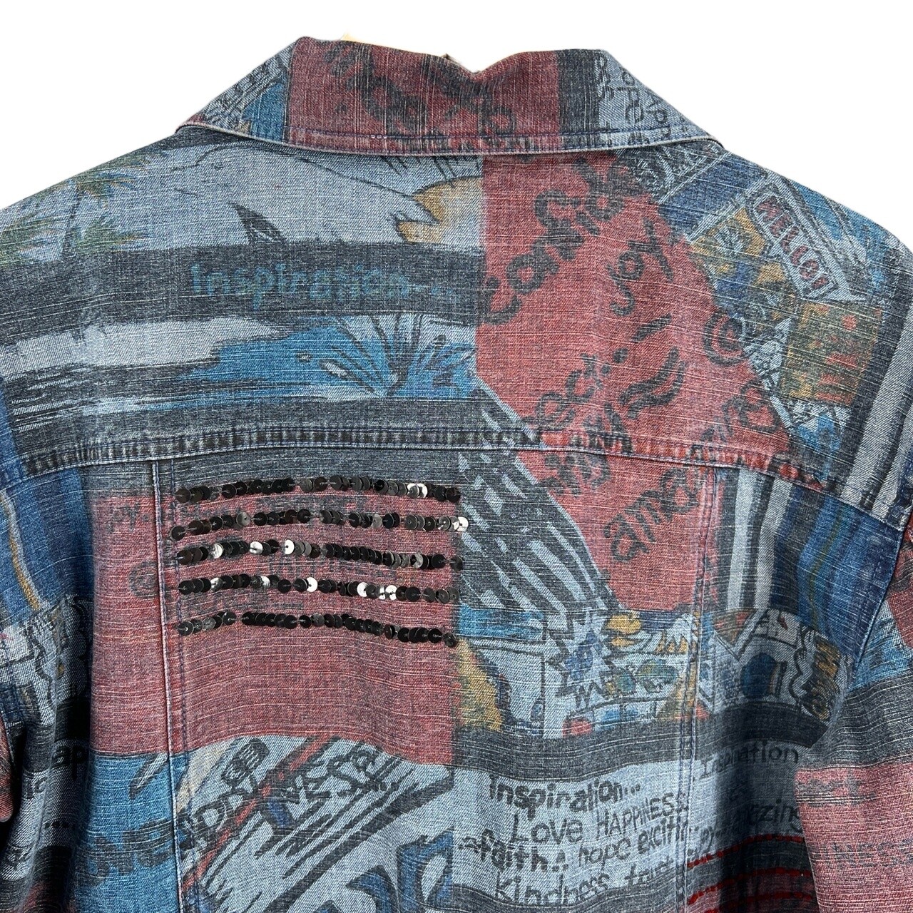 Chicos Jacket Patchwork Print Collage Button Fron… - image 5