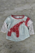    SIZE 00 TINY LITTLE WONDERS BLUE COTTON ORANGE CONTRAST LONG SLEEVE T-SHIRT