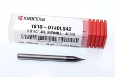 (.0140") .356mm CARBIDE 4 FLUTE MICRO ENDMILLS AlTiN Kyocera 1810-0140L042