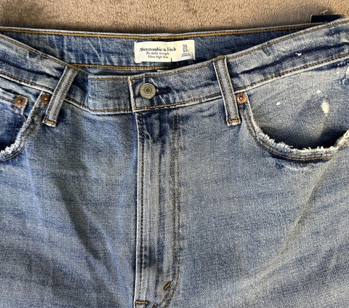 ABERCROMBIE & FITCH Ankle High Rise Jeans Curve Love Distressed 31/12 NWT - Picture 4 of 8