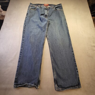 Arizona Jeans Mens 37x30 Blue Denim Relaxed Loose Straight Leg