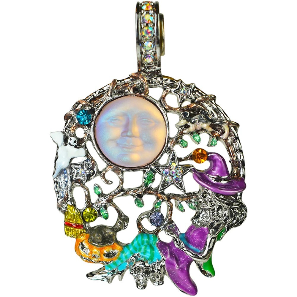 Kirks Folly Woodland Witch Glass Seaview Moon Magnetic Enhancer silvertone