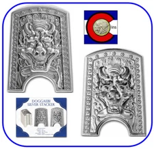 2021 South Korea Chiwoo Cheonwang Doggaebi Shield Antiqued 2 oz Silver Stacker