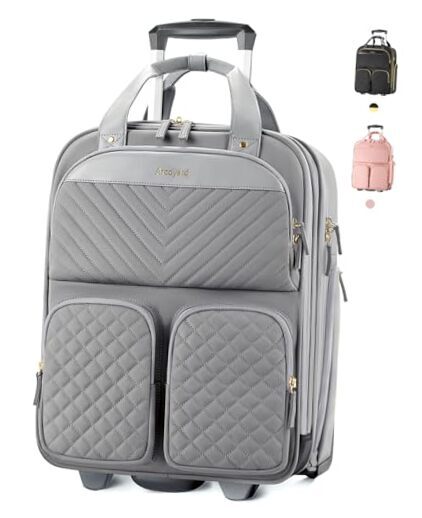 Underseat Wheeled Carry On Luggage with Multiple Compartments in Airline Grey-image