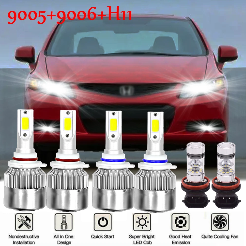 For Honda Civic 2006 2012 2013 2014 2015 LED Headlight High Low