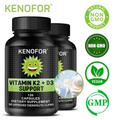 Vitamin D3 + K2 Mk7 Capsules 120ct Immune Support Strong Bones Supports Joint