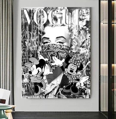 LEINWAND BILD BIS 130x100x5 Marilyn Monroe Mini Maus GRAFFITI STREET-ART BANKSY