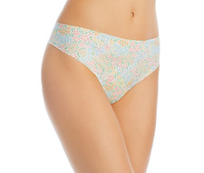 Aqua Intimates Microfiber Thong Pastel Floral Size S 2172