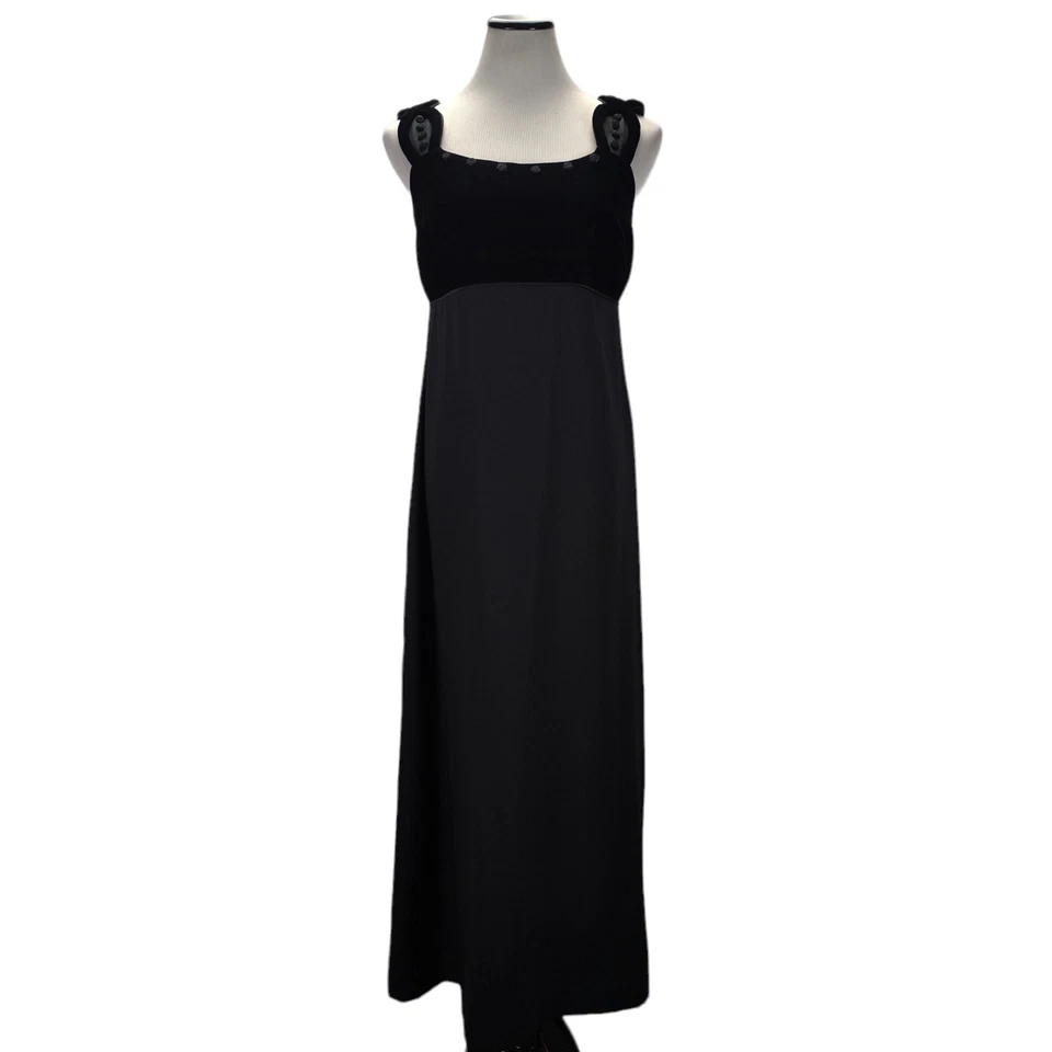 Vestido Formal Negro Liz Claiborne Vintage Años 90 Talla 8 Terciopelo Gótico Bridgerton  Foto 2 de 4