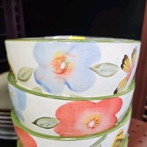 Set Of 2 Pfaltzgraff Butterfly Botanical Soup Cereal Pasta Large Serving Bowl - Picture 8 of 9