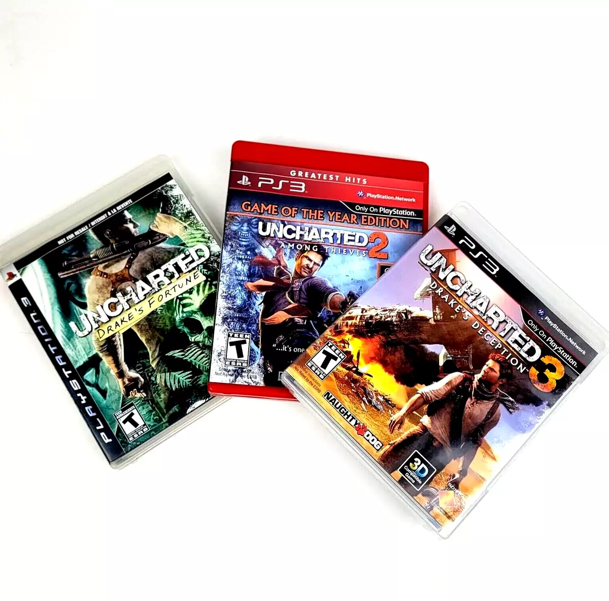 PS3 UNCHARTED 1, 2, & 3 game bundle All With Manuals