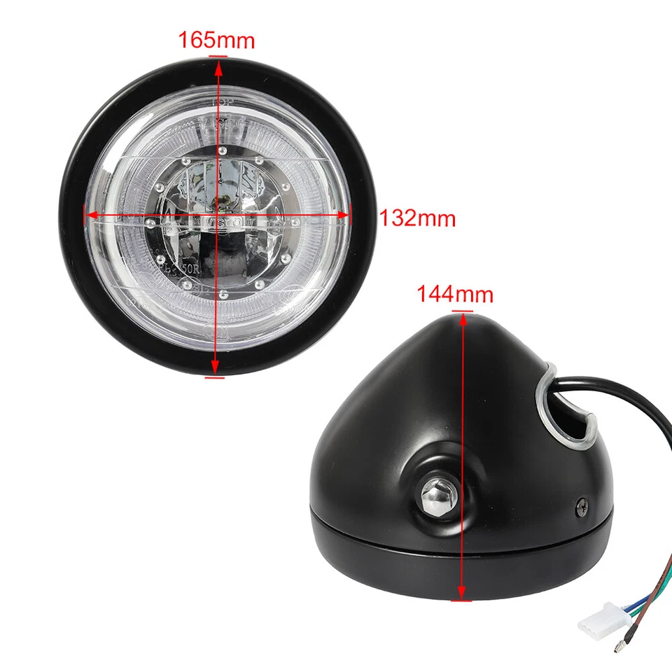 Proyector de faros LED para motocicleta azul halo DRL ojos de ángel redondos aptos para Harley Foto 3 de 4