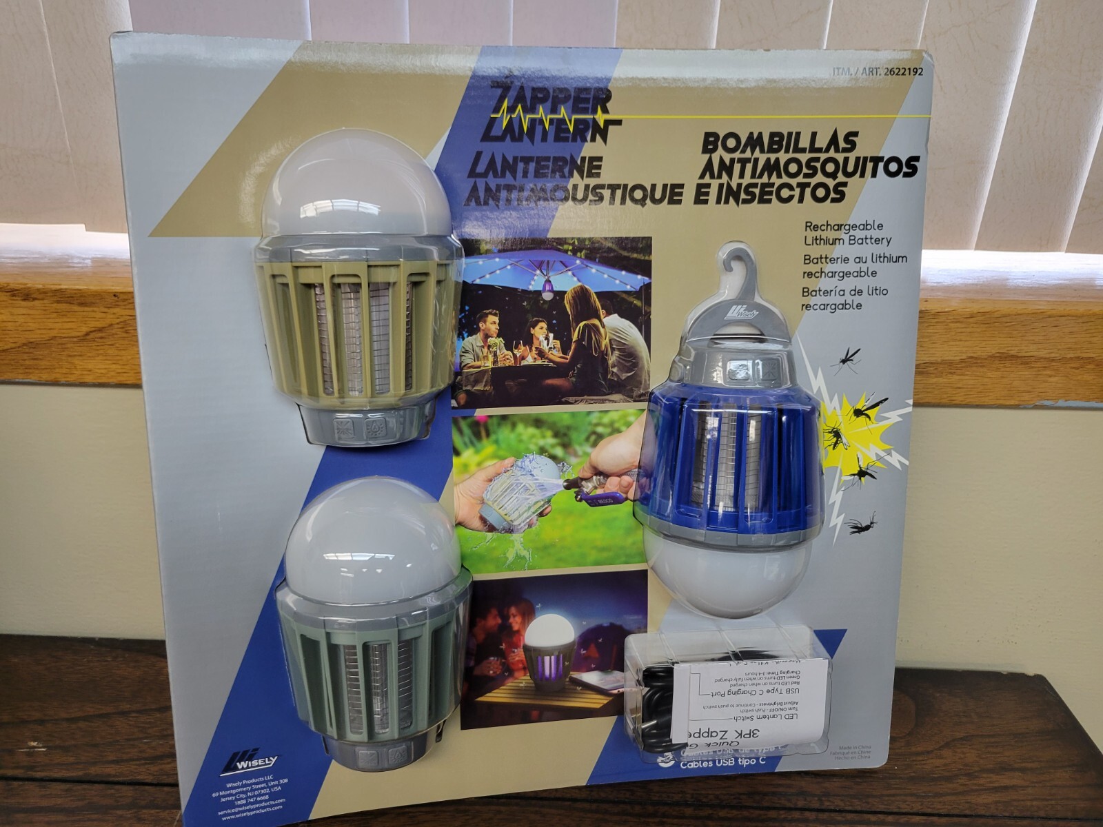 NEW 3 Pack Wisely Outdoor Indoor Rechargeable Bug Zapper w Built in LED