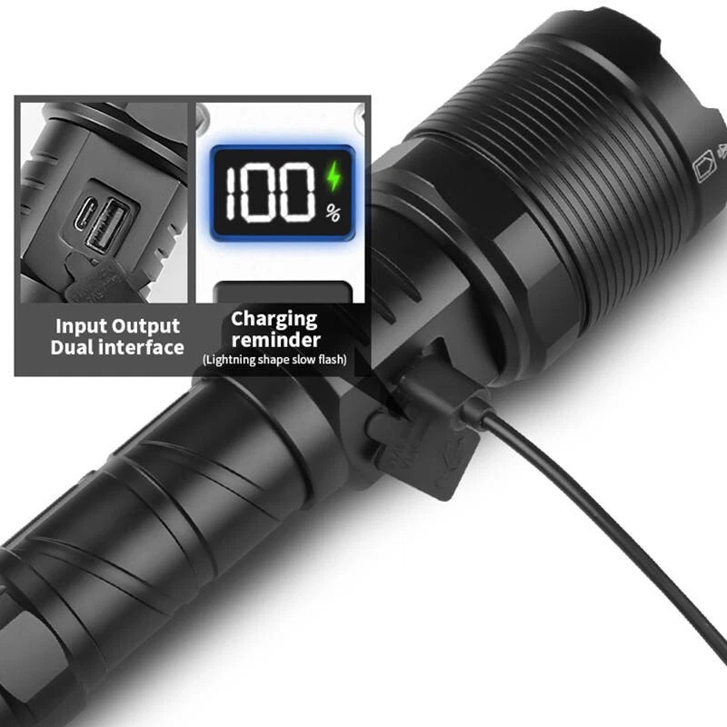 High Power XHP70 4-CORE Flashlight - 10000 Lumens, IPX4, 5000mAh Battery, OLED - Image 3 of 4