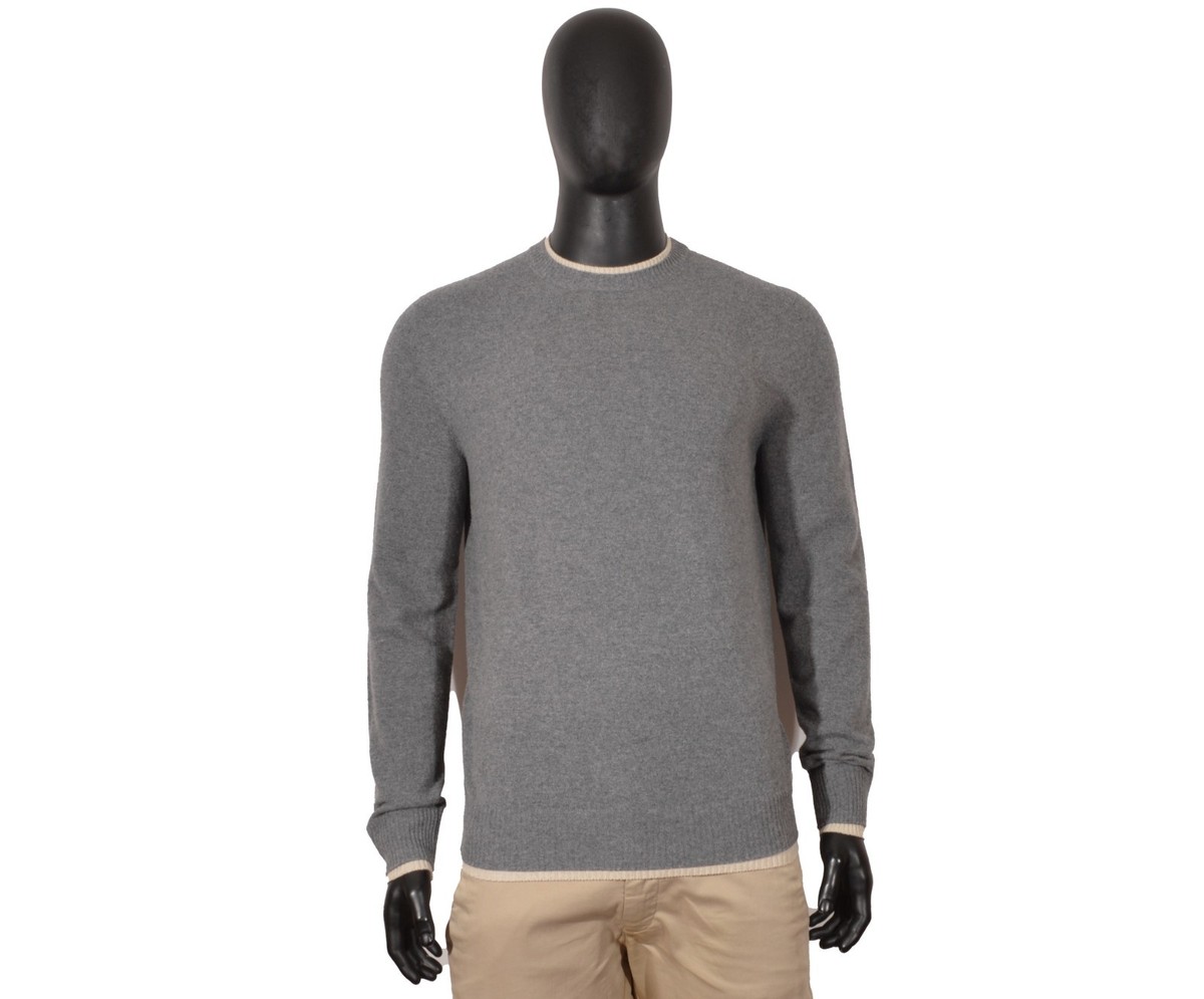 RRP1700$ Men's Hermes Pullover Sweater XL Gray 100% Wool Italy