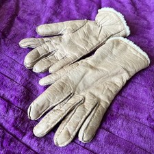 Finest Supple Leather Gloves Ladies, Size, L , Beige, Fleece Lined Soft