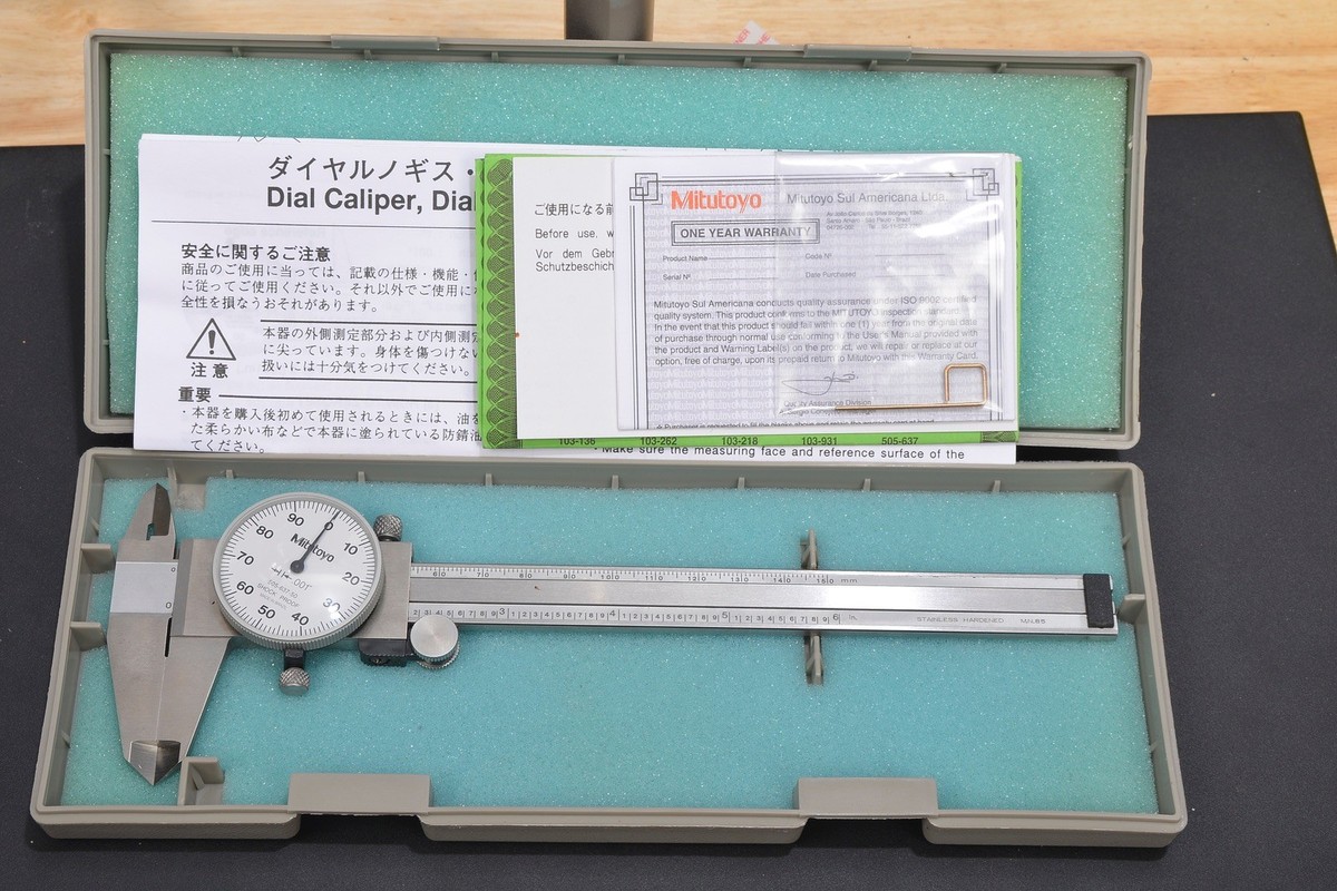 MITUTOYO NO 505-637-50 6” ID/OD DIAL CALIPERS WITH THUMBWHEEL LOT