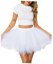 Women's Tutu Skirts 50s Vintage Tulle Skirt Petticoat Ballet Small-Medium White